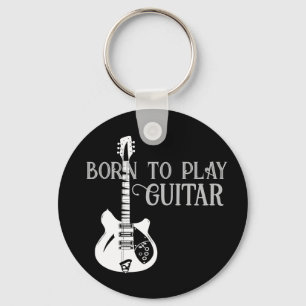 Personalized Name Modern Minimal Electric Guitar Key Ring