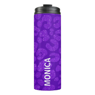 Personalized Name Modern Stylish Glitter Blue Thermal Tumbler