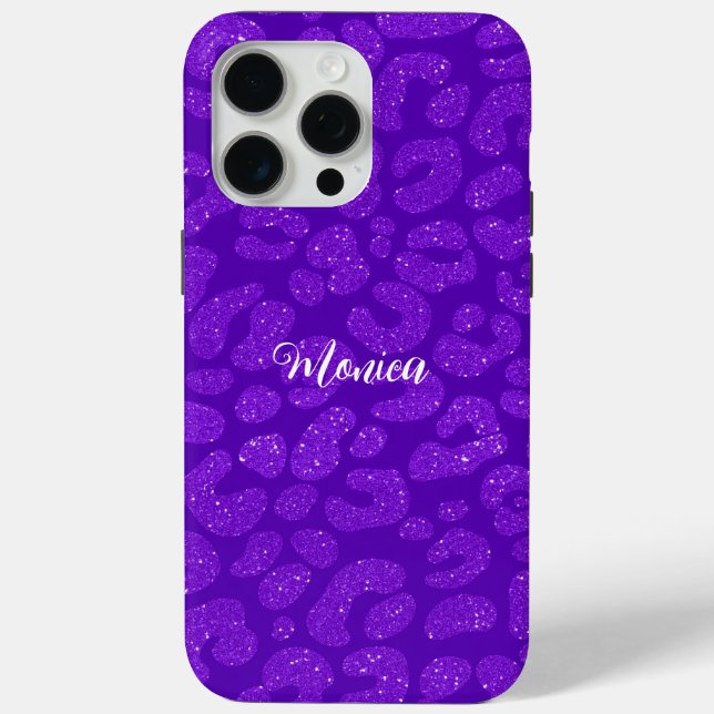 Personalized Name Modern Stylish Glitter purple Case-Mate iPhone Case (Back)