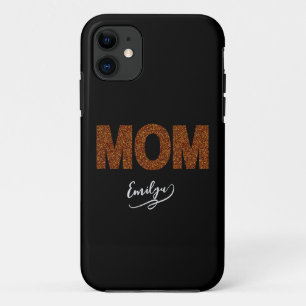 Personalized name mom elegant brown glitter Case-Mate iPhone case