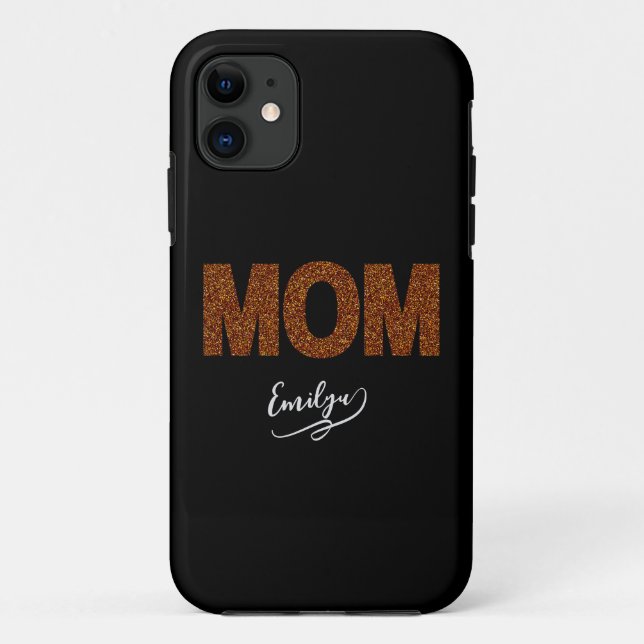 Personalized name mom elegant brown glitter Case-Mate iPhone case (Back)