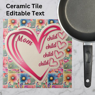 Personalized Name Mom Kids Floral All Over Print Tile