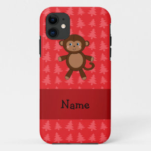 Personalized name monkey red christmas trees Case-Mate iPhone case
