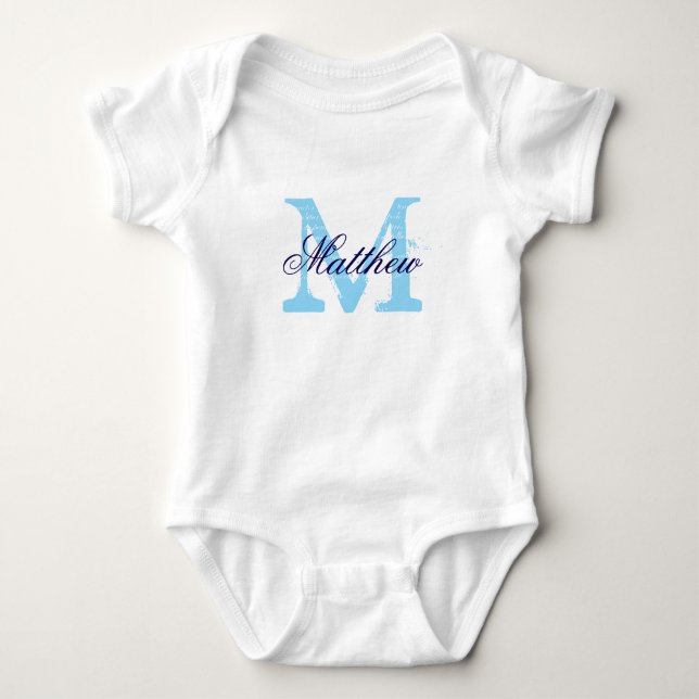 Personalized name monogram baby creeper jumpsuit (Front)