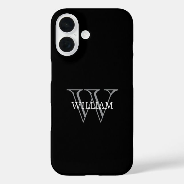 Personalized name monogram black and gray Case-Mate iPhone case (Back)