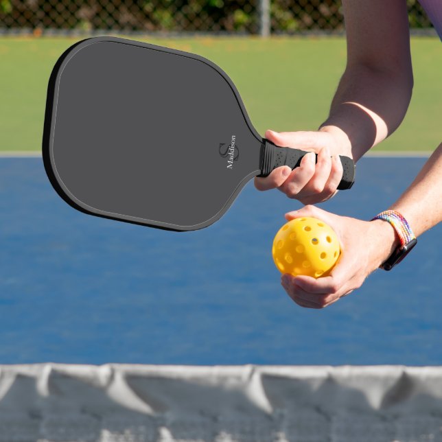 Personalized Name Monogram Black Charcoal Gray Pickleball Paddle (Insitu)