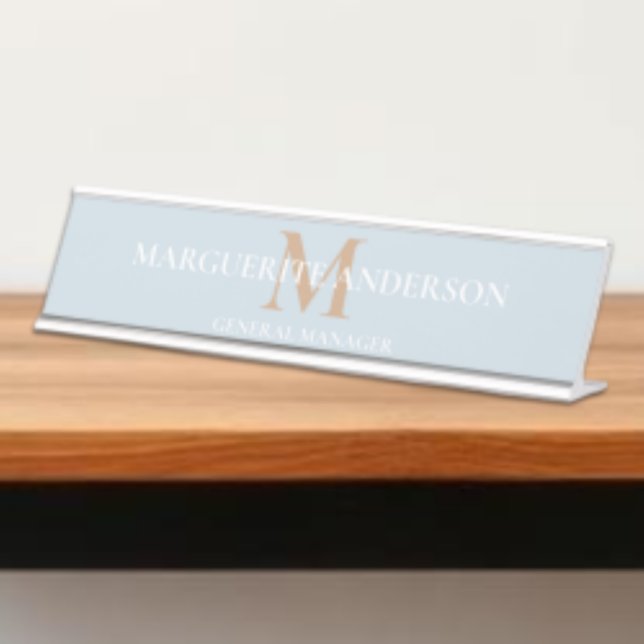 Personalized Name Monogram Desk Name Plate (Creator Uploaded)