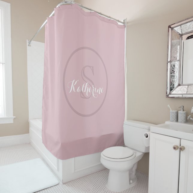 Personalized Name Monogram Dusty Rose Shower Curtain (In Situ)