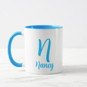 Personalized Name Monogram Elegant Blue Typography Mug