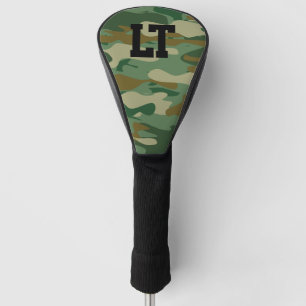 Personalized name monogram green army camo golf head cover