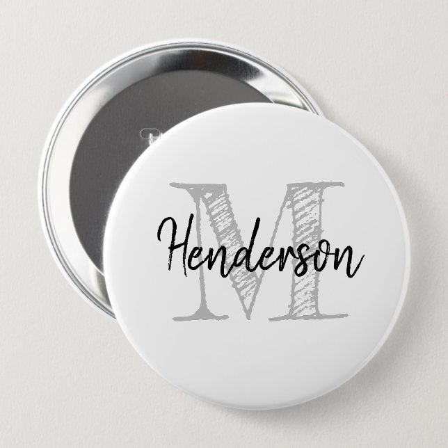 Personalized name monogram huge size round button (Front & Back)