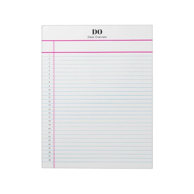 Personalized Name Monogram Numbered List Notepad (Rotated)