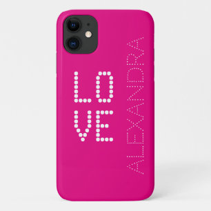 Personalized Name & Monogram Trendy Font Hot Pink Case-Mate iPhone Case