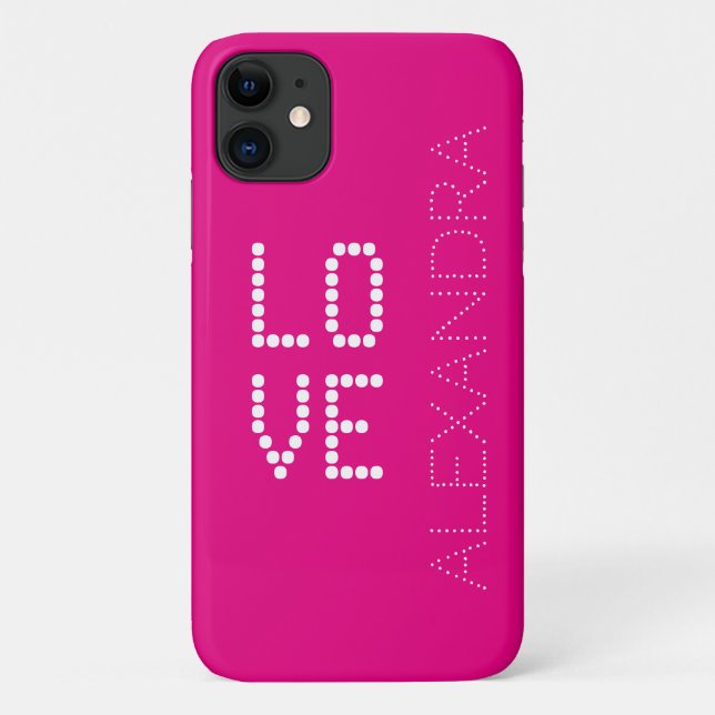 Personalized Name & Monogram Trendy Font Hot Pink Case-Mate iPhone Case (Back)