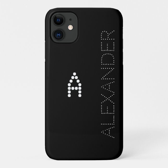 Personalized Name & Monogram Trendy Font On Black Case-Mate iPhone Case (Back)