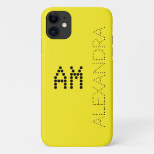 Personalized Name & Monogram Trendy Font On Yellow Case-Mate iPhone Case