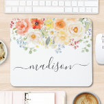 Personalized Name Monogram Watercolor Sunny Floral Mouse Pad<br><div class="desc">Introducing our Personalized Name Monogram Watercolor Sunny Floral Mouse Pad. Featuring watercolor illustration of flower arrangement with bright colors and editable elegant calligraphy text that can be personalized your name. Suitable as a gift for flower lovers women and girls.</div>