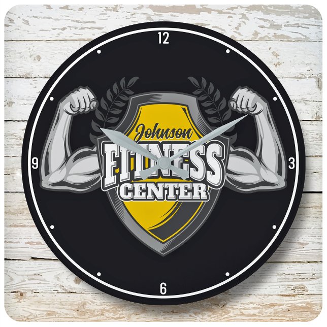 Personalized NAME Muscle Fitness Trainer Gym Large Clock (Creator Uploaded)