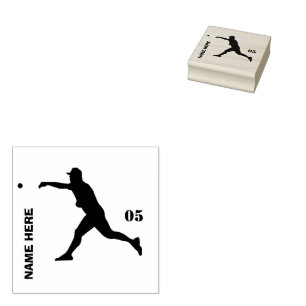 Personalized Name Number Baseball  Rubber Stamp