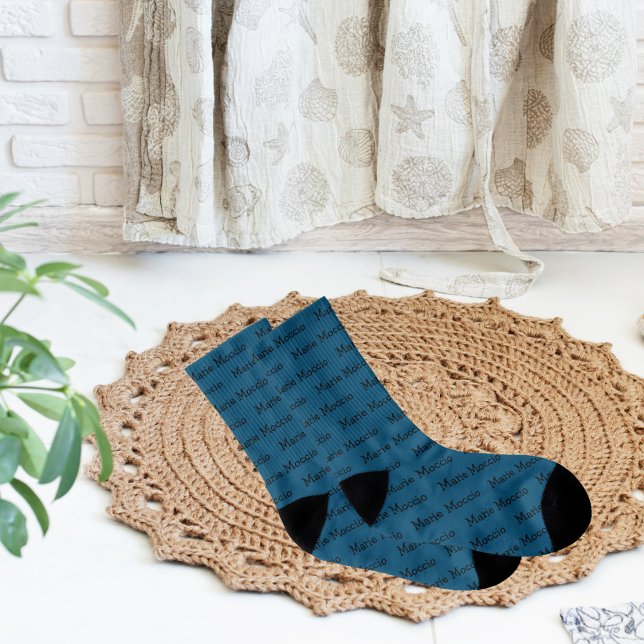 Personalized Name Ocean Blue Socks (Socks with Your Name On Them)