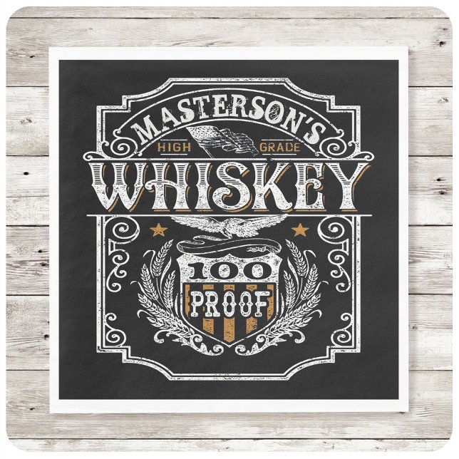 Personalized NAME Old West Whiskey Brewery Bar Napkin (Creator Uploaded)