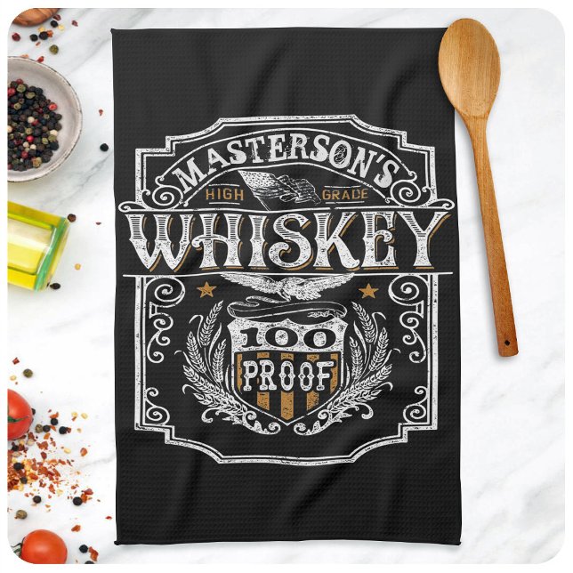 Personalized NAME Old West Whiskey Brewery Bar Tea Towel (Creator Uploaded)