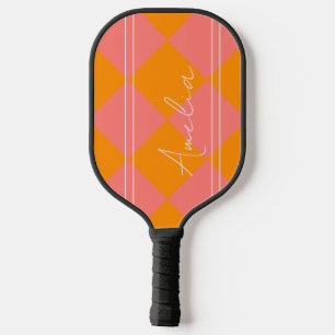 Personalized Name Orange pink Pickleball Paddle