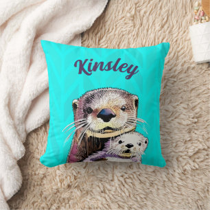 Personalized Name Otterly Delightful Otter  Cushion