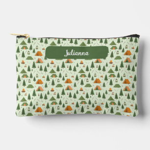 Personalized Name Outdoor Adventure Tent Pattern Accessory Pouch