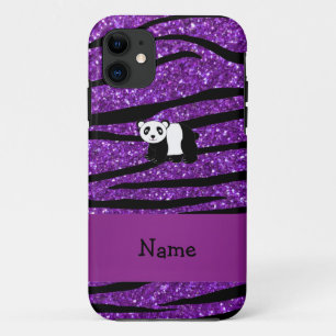 Personalized name panda purple glitter zebra Case-Mate iPhone case