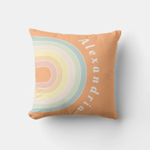 Personalized Name Pastel Rainbow Retro Cushion