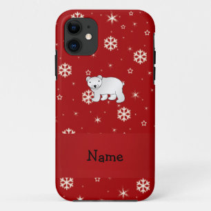 Personalized name polar bear red snowflakes Case-Mate iPhone case