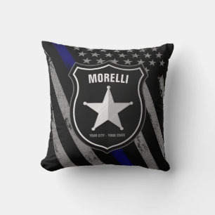 Personalized NAME Police Officer Sheriff Cop Flag Cushion