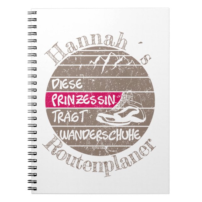 personalized name Princess hiking shoes Notebook (Front)