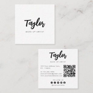Personalized Name Profession Social Media QR Code  Square Business Card