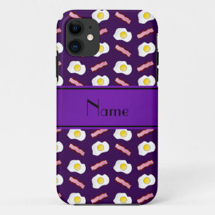 Personalized name purple bacon eggs Case-Mate iPhone case