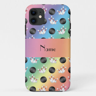 Personalized name rainbow bowling pattern Case-Mate iPhone case