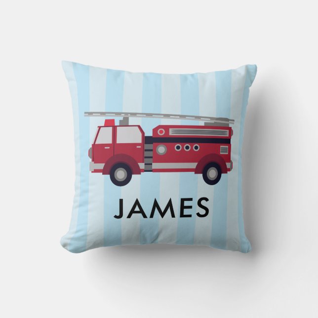 Personalized Name Red Fire truck Cushion (Front)