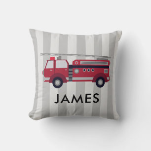 Personalized Name Red Fire truck Cushion
