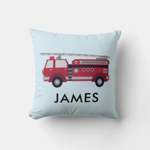Personalized Name Red Fire truck Cushion