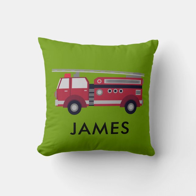 Personalized Name Red Fire truck Cushion (Front)
