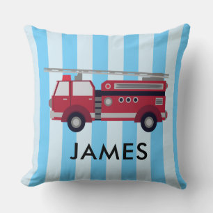Personalized Name Red Fire truck Cushion