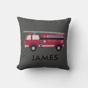 Personalized Name Red Fire truck Cushion