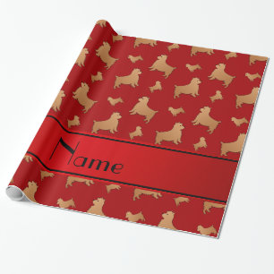 Personalized name red Norwich Terrier dogs Wrapping Paper