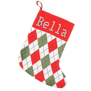 Personalized Name Red Ugly Sweater Pattern Small Christmas Stocking