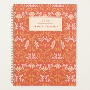 Personalized Name Retro Orange Botanical  Planner