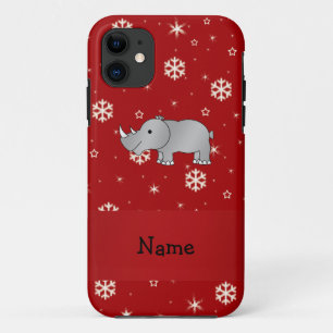 Personalized name rhino red snowflakes Case-Mate iPhone case