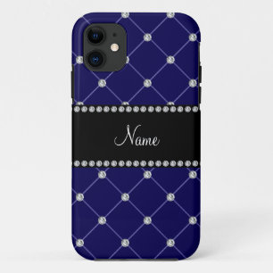 Personalized name royal blue diamonds tuft Case-Mate iPhone case