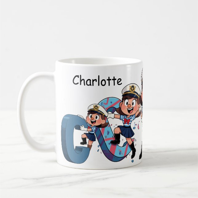 Personalized  Name Sailor Cartoon Character * C * Coffee Mug (Left)