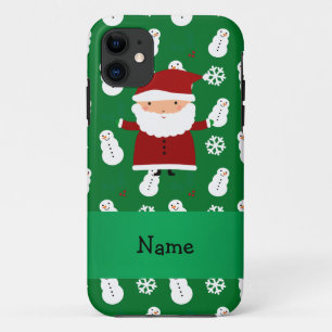 Personalized name santa green snowman Case-Mate iPhone case